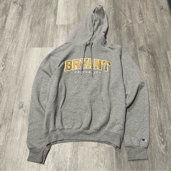 Champion Bryant University Gray Hoodie Sweatshirt Size Medium - Picture 1 of 4